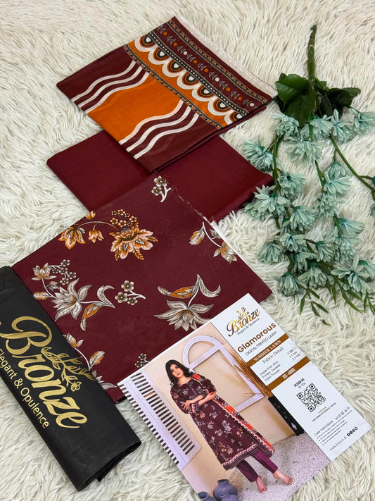 Bronze Digital Printed Lawn Suit 2026 – Printed Lawn Shirt, Voil Dupatta & Cotton Airjet Trouser