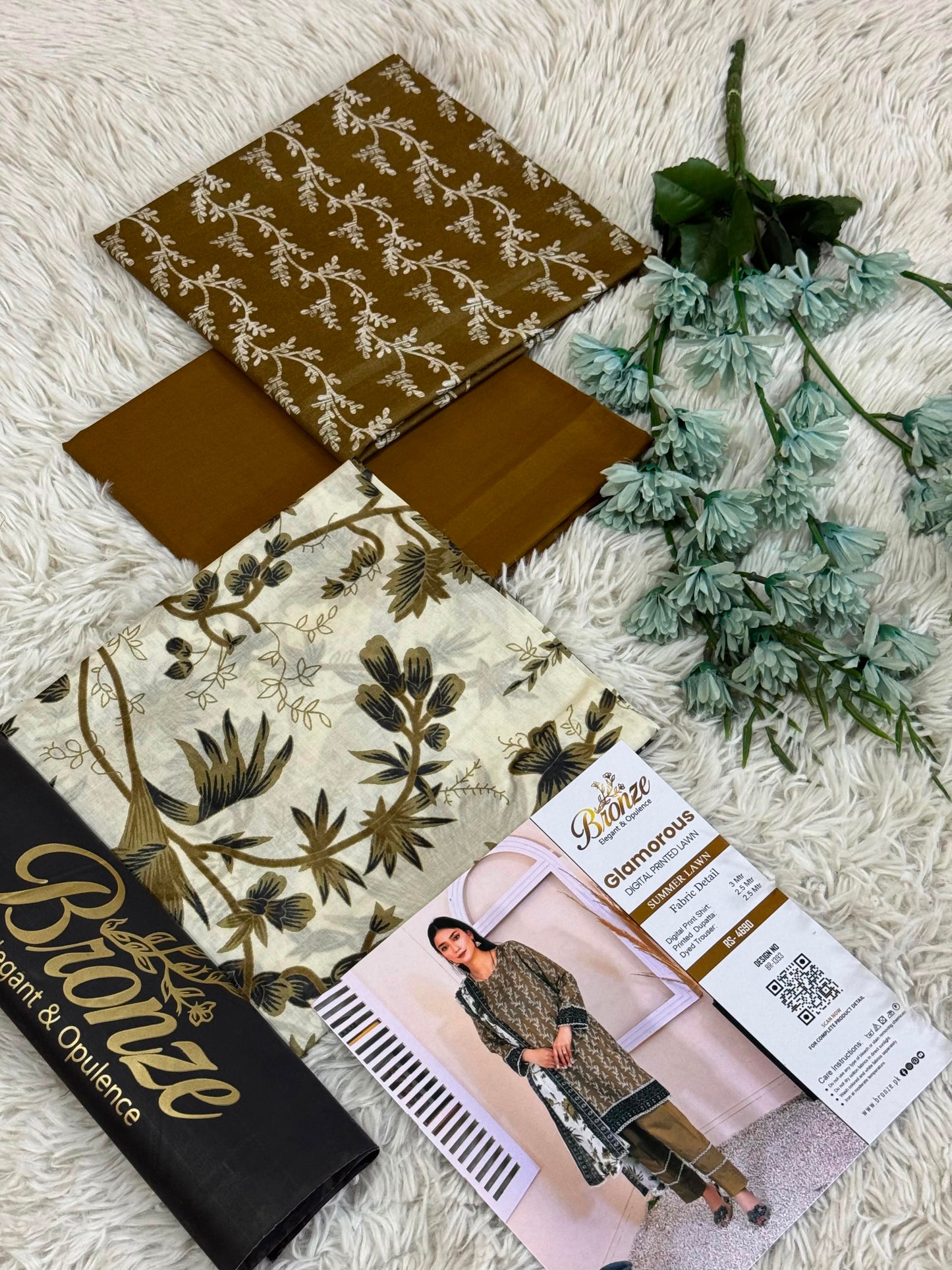 Bronze Digital Printed Lawn Suit 2026 – Printed Lawn Shirt, Voil Dupatta & Cotton Airjet Trouser