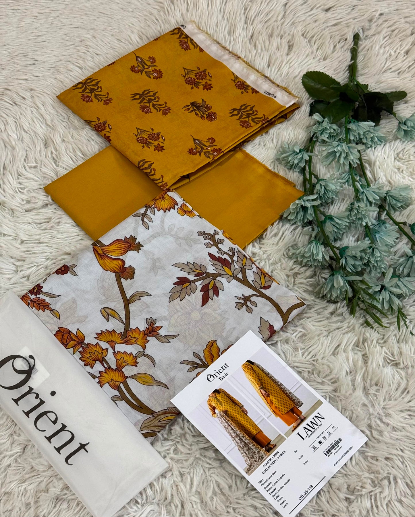 Orient Premium Lawn 3 Piece Suit – Printed Lawn Shirt, Dyed Trouser & Voil Lawn Dupatta