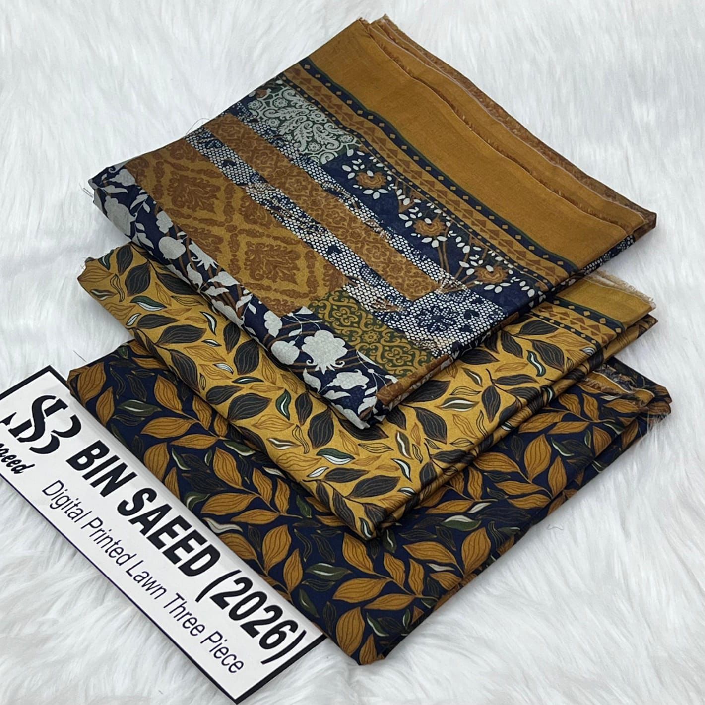 Bin Saeed Original Printed Lawn 3 Piece Suit 2026 – Printed Shirt, Voil Lawn Dupatta & Dyed Trouser