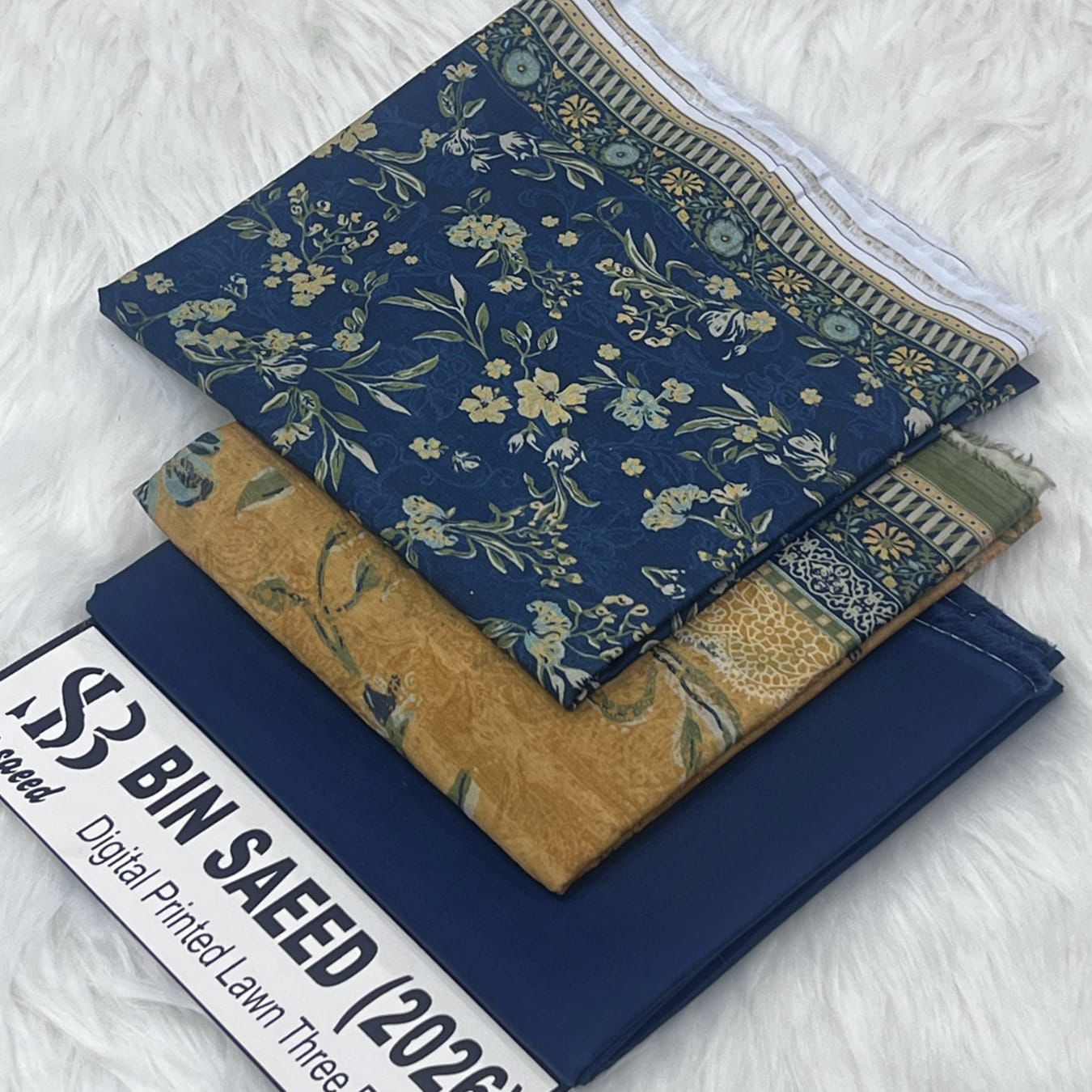 Bin Saeed Original Printed Lawn 3 Piece Suit 2026 – Printed Shirt, Voil Lawn Dupatta & Dyed Trouser