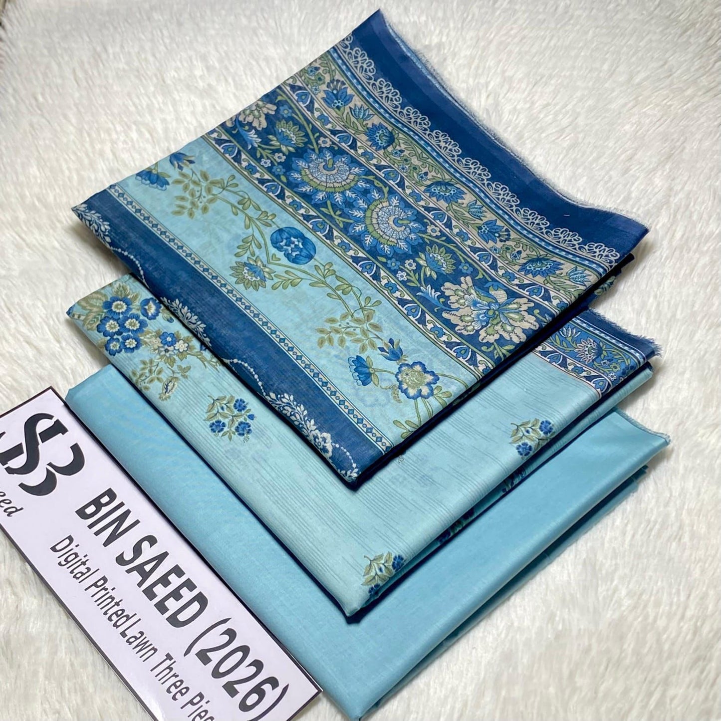 Bin Saeed Original Printed Lawn 3 Piece Suit 2026 – Printed Shirt, Voil Lawn Dupatta & Dyed Trouser