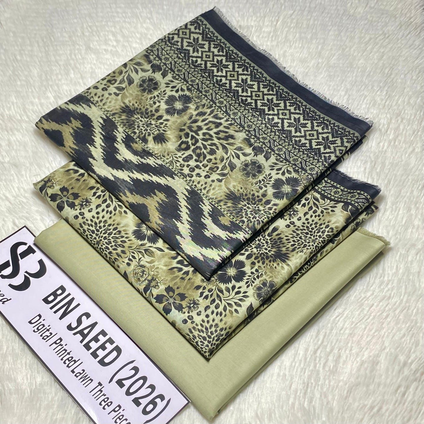 Bin Saeed Original Printed Lawn 3 Piece Suit 2026 – Printed Shirt, Voil Lawn Dupatta & Dyed Trouser