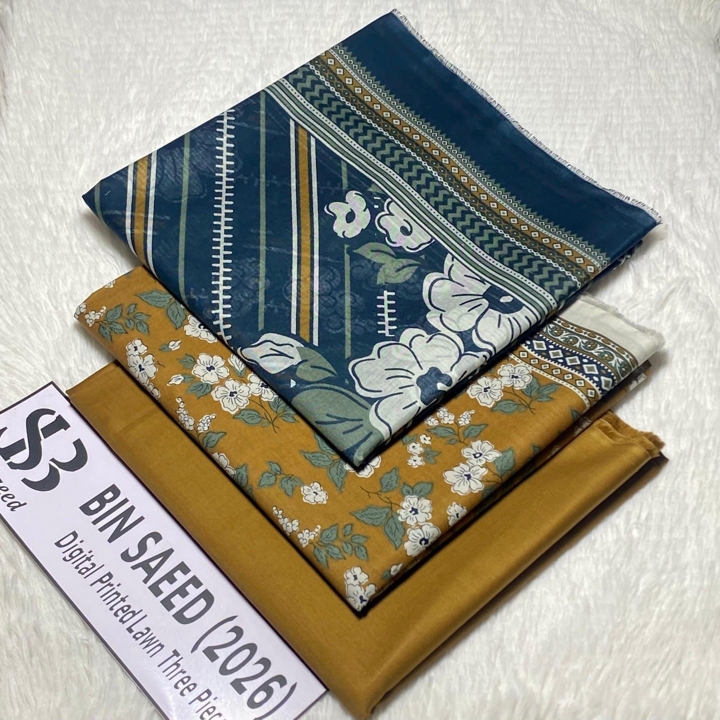 Bin Saeed Original Printed Lawn 3 Piece Suit 2026 – Printed Shirt, Voil Lawn Dupatta & Dyed Trouser