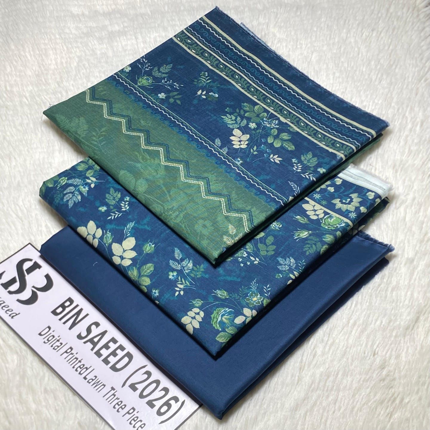 Bin Saeed Original Printed Lawn 3 Piece Suit 2026 – Printed Shirt, Voil Lawn Dupatta & Dyed Trouser