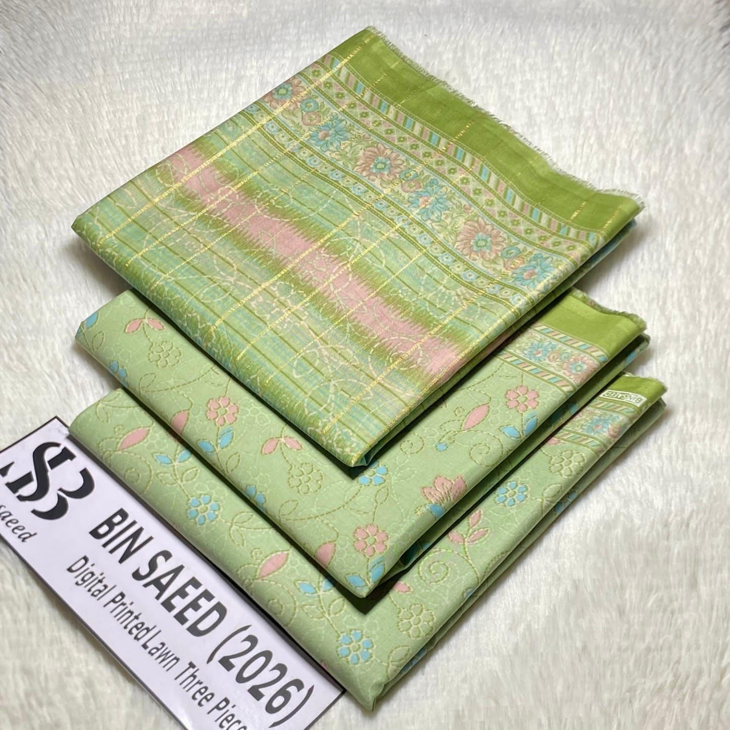 Bin Saeed Original Printed Lawn 3 Piece Suit 2026 – Printed Shirt, Voil Lawn Dupatta & Dyed Trouser