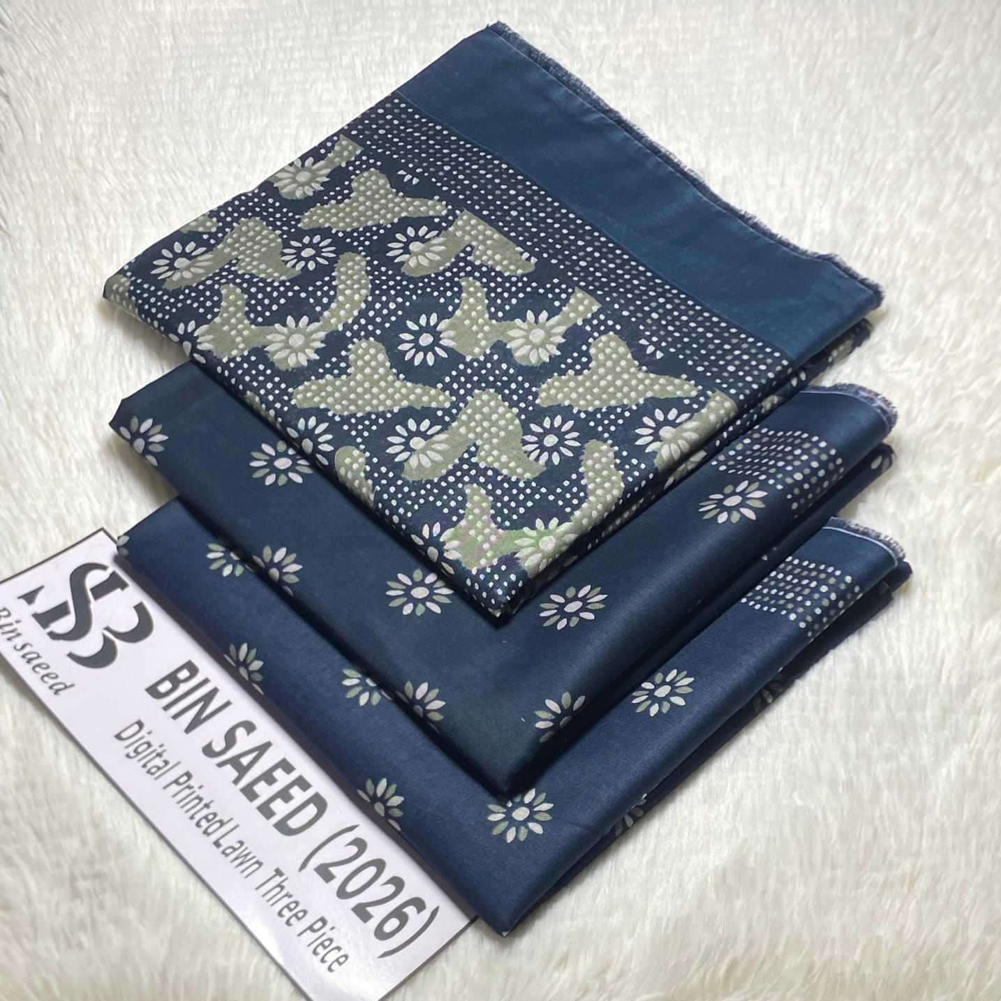 Bin Saeed Original Printed Lawn 3 Piece Suit 2026 – Printed Shirt, Voil Lawn Dupatta & Dyed Trouser
