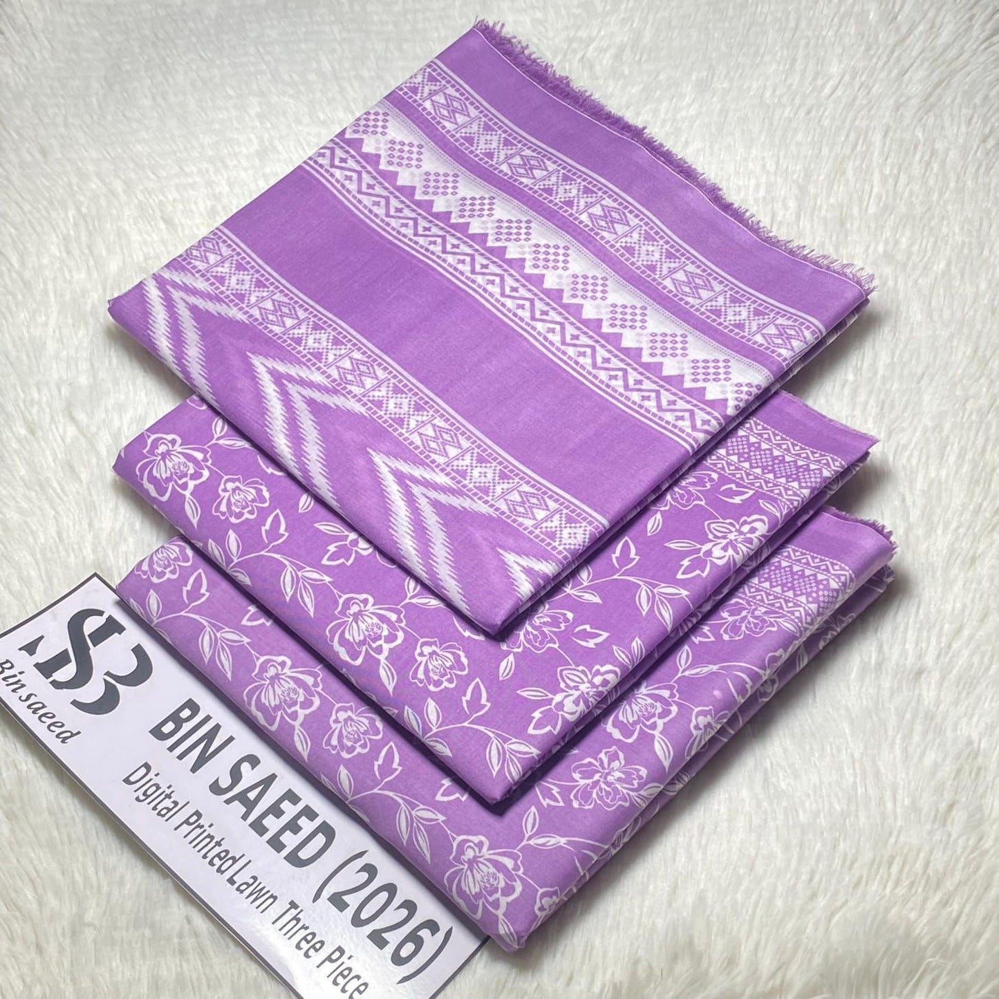 Bin Saeed Original Printed Lawn 3 Piece Suit 2026 – Printed Shirt, Voil Lawn Dupatta & Dyed Trouser